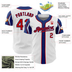 Custom White Purple-Black 3 Colors Arm Shapes Authentic Baseball Jersey (Copy) (Copy)