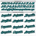 Custom White Teal-Black 3 Colors Arm Shapes Authentic Baseball Jersey