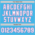 Custom Sky Blue White-Pink 3 Colors Arm Shapes Authentic Baseball Jersey