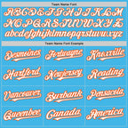 Custom Sky Blue White-Orange 3 Colors Arm Shapes Authentic Baseball Jersey