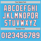Custom Sky Blue White-Orange 3 Colors Arm Shapes Authentic Baseball Jersey