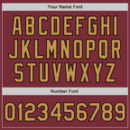 Custom Burgundy Old Gold-Black 3 Colors Arm Shapes Authentic Baseball Jersey