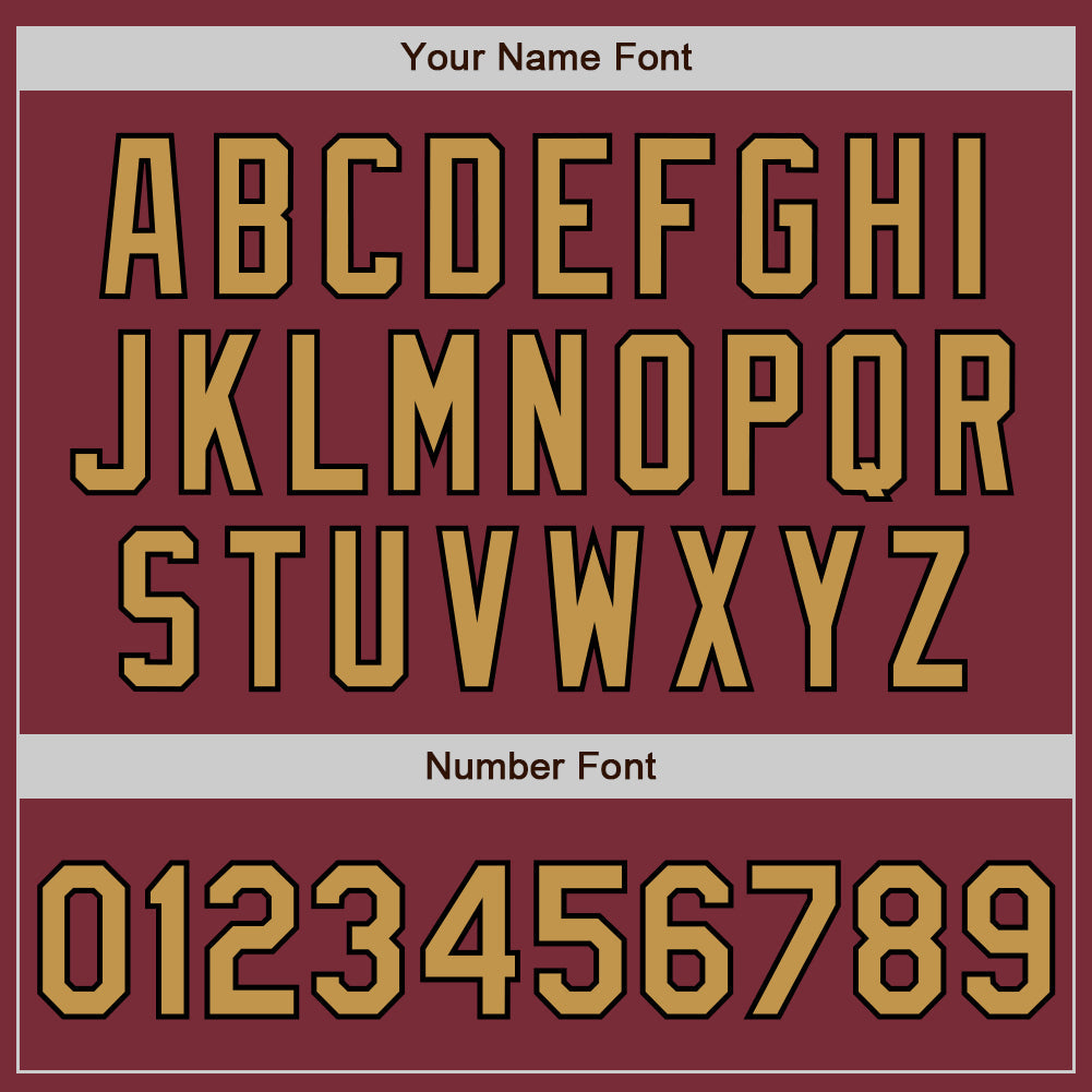 Custom Burgundy Old Gold-Black 3 Colors Arm Shapes Authentic Baseball Jersey