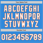 Custom Electric Blue White-Orange 3 Colors Arm Shapes Authentic Baseball Jersey