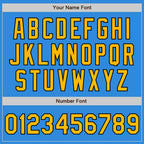 Custom Electric Blue Gold-Black 3 Colors Arm Shapes Authentic Baseball Jersey