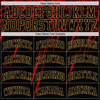 Custom Black Red-Old Gold Splash Round Neck Sublimation Basketball Suit Jersey