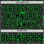 Custom Black Neon Green Abstract Network Round Neck Sublimation Basketball Suit Jersey