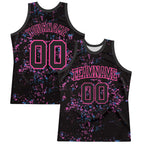 Custom Black Pink Fragment Art Round Neck Sublimation Basketball Suit Jersey