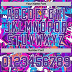 Custom Graffiti Pattern Purple-White Splash Round Neck Sublimation Basketball Suit Jersey