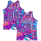 Custom Graffiti Pattern Purple-White Splash Round Neck Sublimation Basketball Suit Jersey