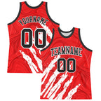 Custom Red Black-White Splash Round Neck Sublimation Basketball Suit Jersey