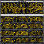 Custom Black Yellow Slant Lines Round Neck Sublimation Basketball Suit Jersey