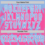 Custom Pink Light Blue-White Abstract Sharp Shape Fragment Art Round Neck Sublimation Basketball Suit Jersey