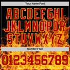 Custom Black Red-Yellow Flame Round Neck Sublimation Basketball Suit Jersey