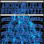 Custom Black Royal-Light Blue Flame Round Neck Sublimation Basketball Suit Jersey