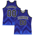 Custom Dark Purple Black Royal-White Geometric Shape Round Neck Sublimation Basketball Suit Jersey