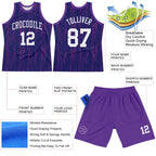 Custom Purple White-Pink Line Round Neck Sublimation Basketball Suit Jersey