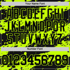 Custom Black Neon Green Splash Round Neck Sublimation Basketball Suit Jersey