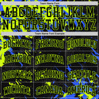 Custom Black Neon Green-Royal Splash Round Neck Sublimation Basketball Suit Jersey