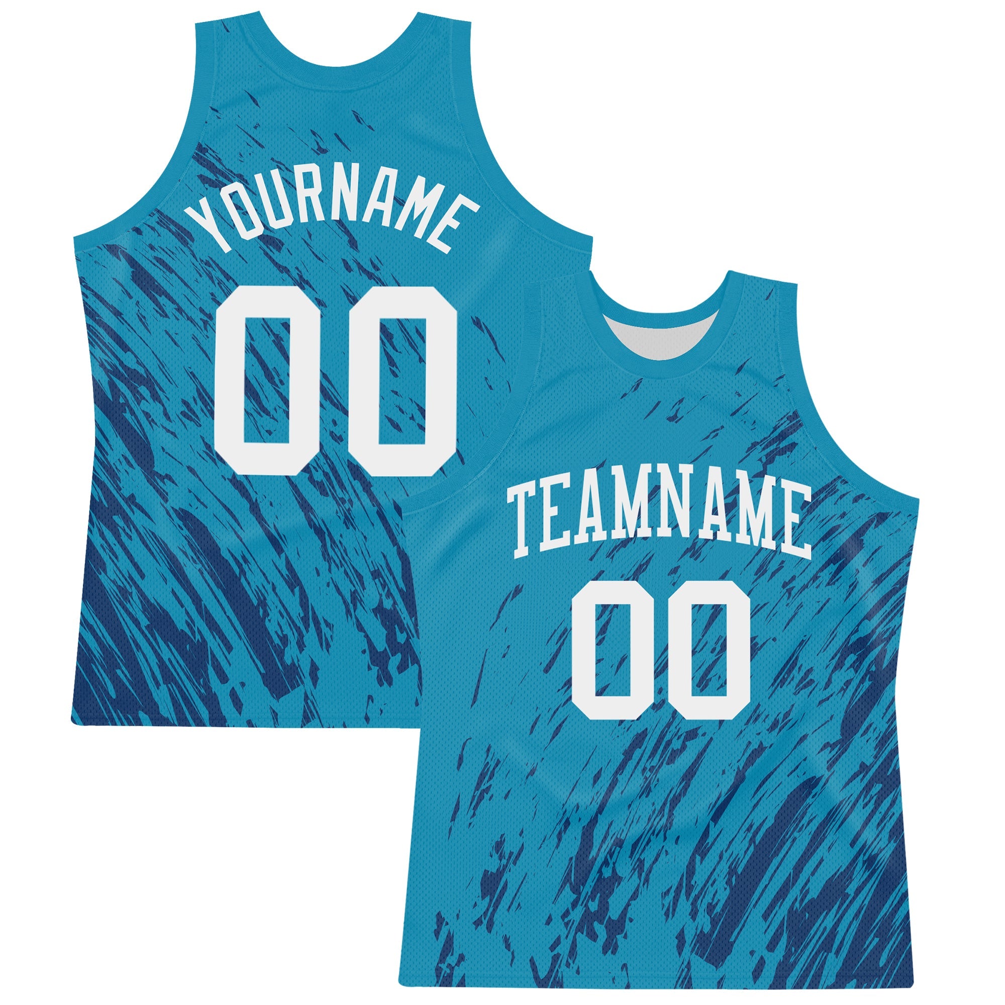 Custom Panther Blue White Splash Round Neck Sublimation Basketball Suit Jersey