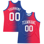 Custom Red White-Royal Gradient Line Round Neck Sublimation Basketball Suit Jersey