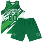 Custom Kelly Green White Line Round Neck Sublimation Basketball Suit Jersey