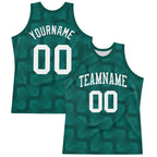 Custom Green White Line Round Neck Sublimation Basketball Suit Jersey