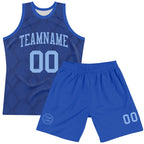 Custom Royal Light Blue Dot Round Neck Sublimation Basketball Suit Jersey
