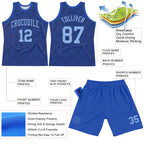 Custom Royal Light Blue Dot Round Neck Sublimation Basketball Suit Jersey