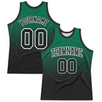 Custom Kelly Green Black-White Fade Fashion Round Neck Sublimation Basketball Suit Jersey