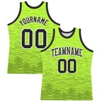 Custom Neon Green Black-White Line Round Neck Sublimation Basketball Suit Jersey