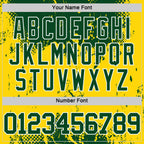 Custom Green Yellow-White Abstract Splatter Grunge Art Round Neck Sublimation Basketball Suit Jersey