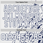 Custom White Navy Splash Round Neck Sublimation Basketball Suit Jersey