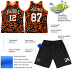 Custom Black White-Orange Fluid Art Round Neck Sublimation Basketball Suit Jersey