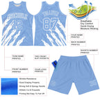 Custom Light Blue White Splash Round Neck Sublimation Basketball Suit Jersey