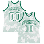 Custom White Kelly Green Curve Lines Round Neck Sublimation Basketball Suit Jersey