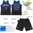 Custom Royal Black-White Fade Fashion Round Neck Sublimation Basketball Suit Jersey
