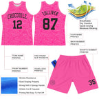 Custom Pink Black Fragment Art Round Neck Sublimation Basketball Suit Jersey