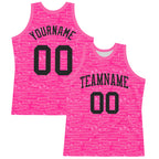 Custom Pink Black Fragment Art Round Neck Sublimation Basketball Suit Jersey