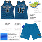Custom Blue Black-White Arrow Shape Round Neck Sublimation Basketball Suit Jersey