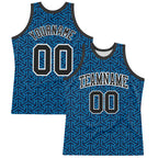 Custom Blue Black-White Arrow Shape Round Neck Sublimation Basketball Suit Jersey