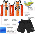 Custom White Black-Orange Line Round Neck Sublimation Basketball Suit Jersey