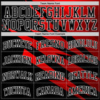 Custom Black Red-White Line Round Neck Sublimation Basketball Suit Jersey