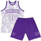 Custom White Purple Curve Lines Round Neck Sublimation Basketball Suit Jersey