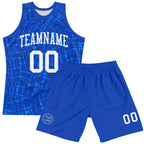 Custom Royal White Round Line Neck Sublimation Basketball Suit Jersey