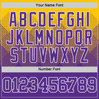 Custom Yellow Purple-White Gradient Square Shapes Round Neck Sublimation Basketball Suit Jersey