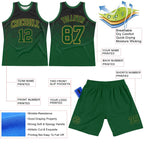 Custom Black Green-Old Gold Fade Fashion Round Neck Sublimation Basketball Suit Jersey