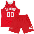 Custom Red White Geometric Shape Round Neck Sublimation Basketball Suit Jersey