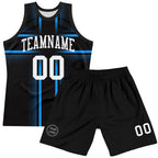 Custom Black White-Light Blue Line Round Neck Sublimation Basketball Suit Jersey