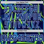 Custom Royal Neon Green-White Geometric Shape Round Neck Sublimation Basketball Suit Jersey